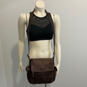 Brown distressed leather Fossil crossbody